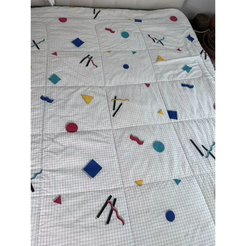 Vintage 90s Cannon Geometric Comforter DJ Tanner Full House Measures 72x86